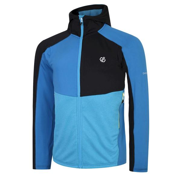Dare 2B Mens Assimilate Core Stretch Hooded Midlayer - Deep Water/Wave Ride/Green Algae/Black - 
