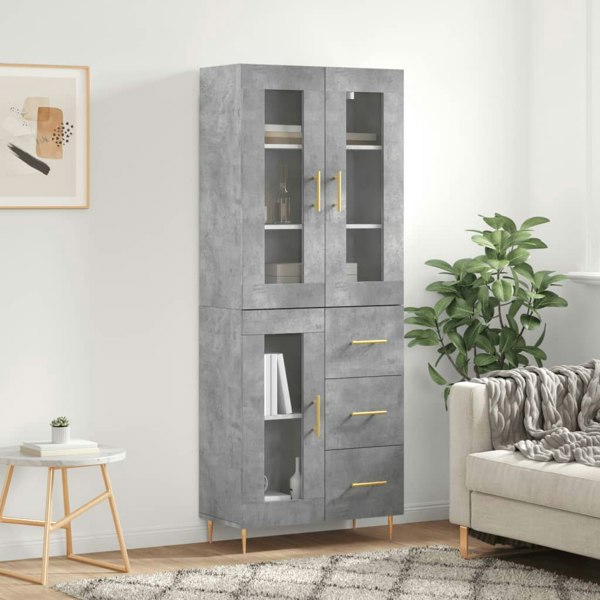 Berkfield Highboard Concrete Grey 69.5x34x180 cm Engineered Wood