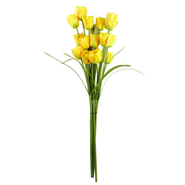 Leaf Pack of 6 x 80cm Artificial Tulip Yellow Stem