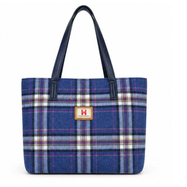 Strathurie Ladies Large Tartan Check Tote Tweed Shoulder Bag