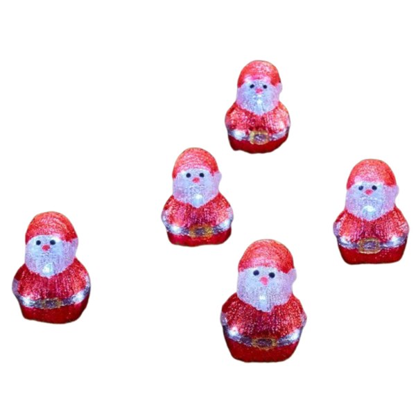 Samuel Alexander 14cm Set of 5 Battery Operated Light up Christmas Santa Ornaments with 40 Cool White LEDs
