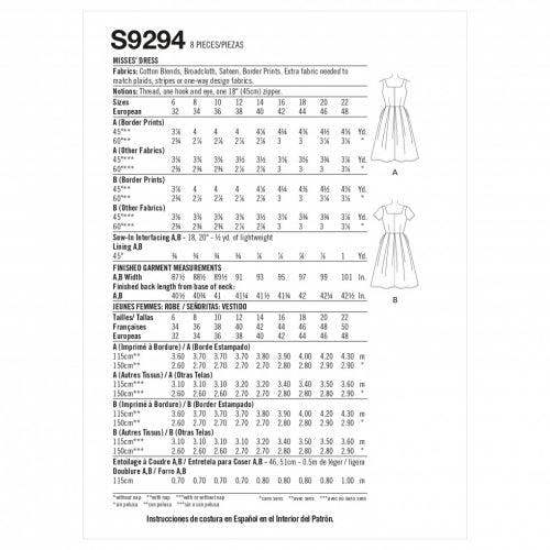 Simplicity Sewing Pattern 9294, Dresses, Vintage Style for Women, A5 (6-8-10-12-14) - Intermediate