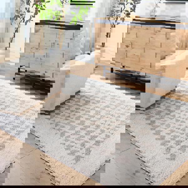 Livabliss Fossay Shag-Washable Beige Grey Modern High Pile Rug