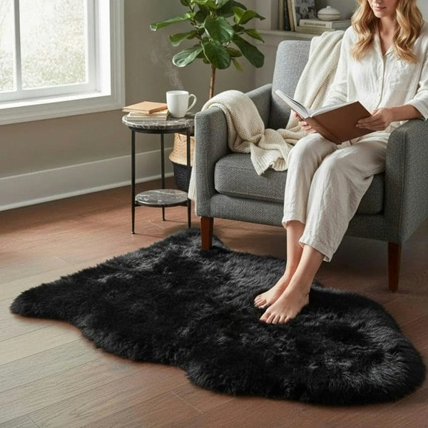 Infinity Leather Genuine Sheepskin Real Natural Wool Area Rug