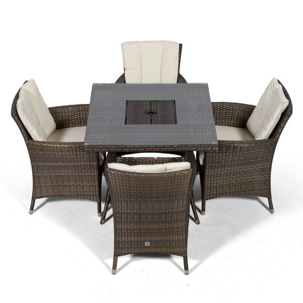 Giardino Savannah Square 4 Seater Patio Dining Set with Ice Bucket Drinks Cooler