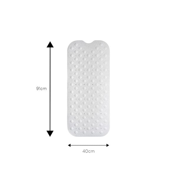 Showerdrape Orbit White Extra Long Anti Slip Bath Mat 90cm x 40cm