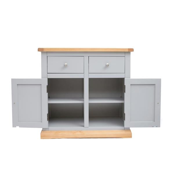 Cabinet Bits Bomporto Light Grey 2 Drawer 2 Door Sideboard Chrome Knob