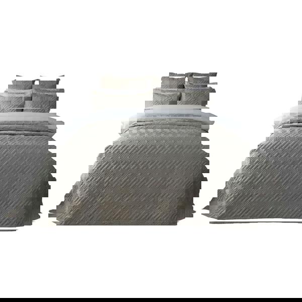 Belledorm Lisbon Chevron Bedspread - Soft Grey - 