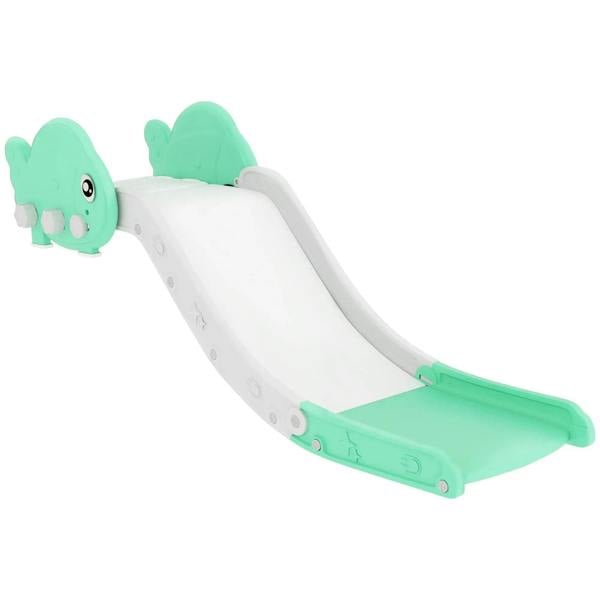 Kids green and white toddler sofa slide with smooth curved play ramp