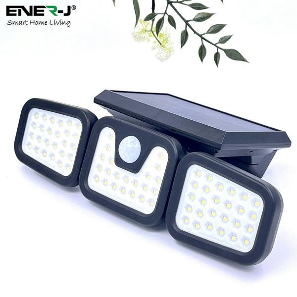 ENER-J Solar Sensor 3 Heads  Wall Light, 2400 mAh, 6000-6500K