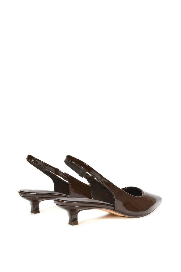 XY LONDON Pointed Toe Low Kitten Heel Slingback Pumps