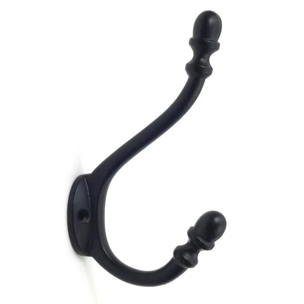 Antique Cast Iron Acorn Design Coat Hook In Epoxy Black Finish 130mm - Pack of 5