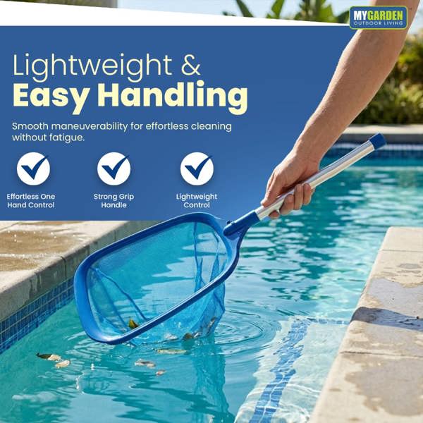 My Garden Outdoor Living Leaf Skimmer 63cm - Swimming Pool Skimmer with Fine Mesh - Lightweight Aluminum Pool Cleaning Net for Leaves, Bugs & Debris