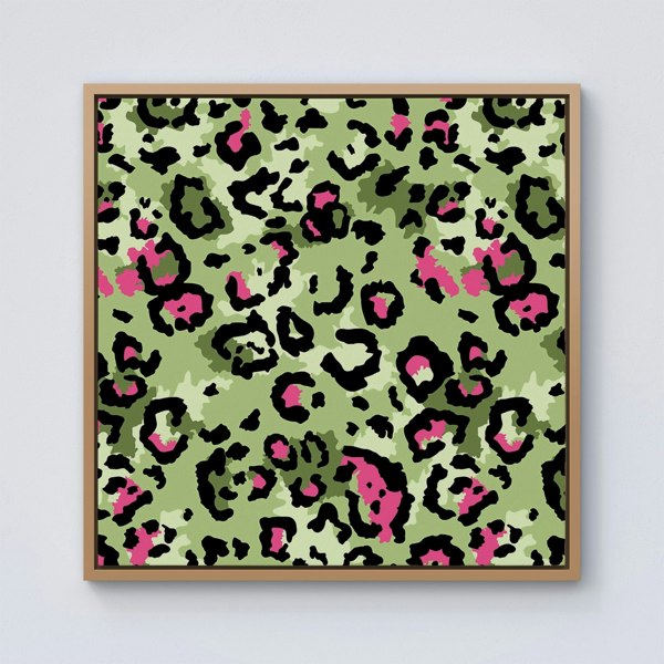 Warren Reed Green And Pink Leopard Print Framed Canvas