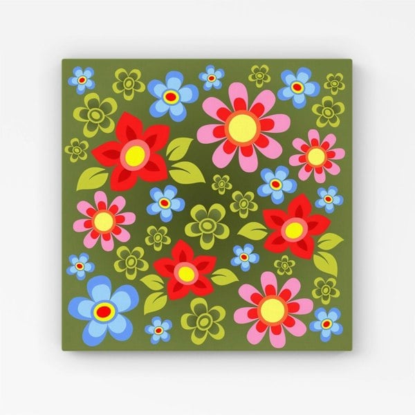 Warren Reed Red And Blue Flowers Canvas