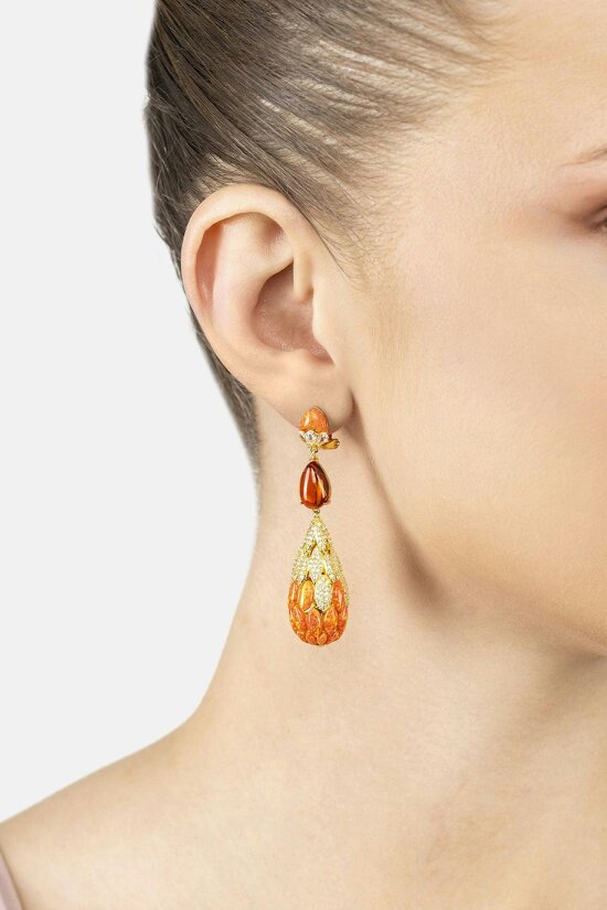 Latelita Carmen Fire Opal Drop Earrings Gold