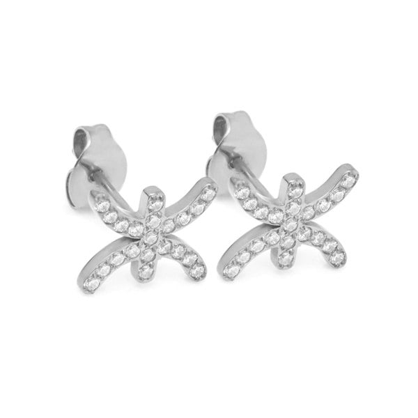 Say It With Pisces Earrings with CZ Stones - Silver