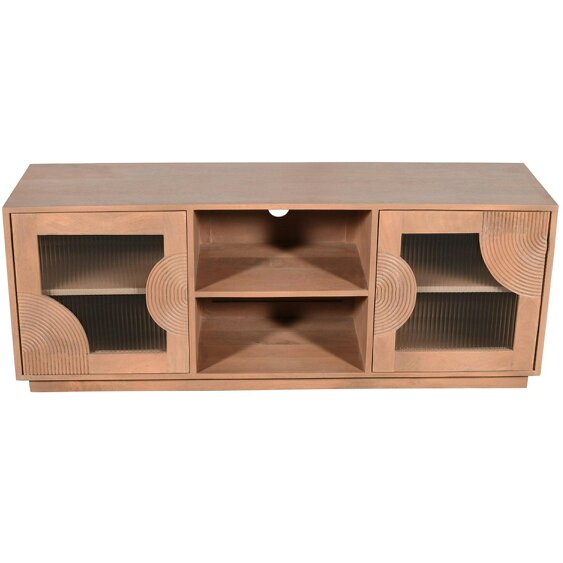 Wyld Haus New Mexico Mango Wood 2 Door TV Unit with Reeded Glass