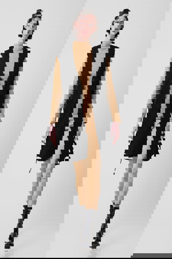 ENORSIA Womens Sleeveless Belted Coat