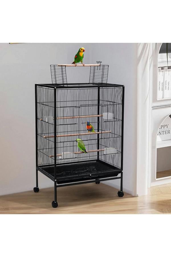 Open Play Top Metal Pet Bird Cage with Casters