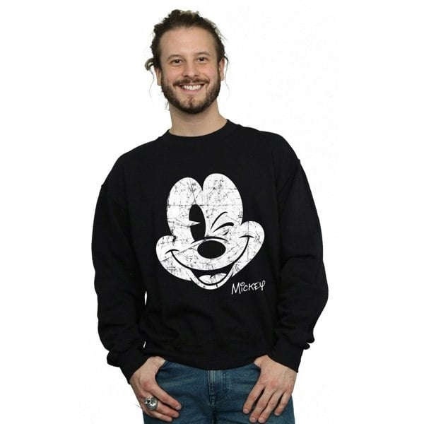 Disney Mens Mickey Mouse Face Sweatshirt - Black