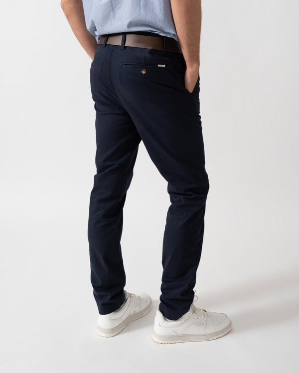 back shot of a Model wearing GANT Mens Slim Fit Classic Chinos in Evening Blue