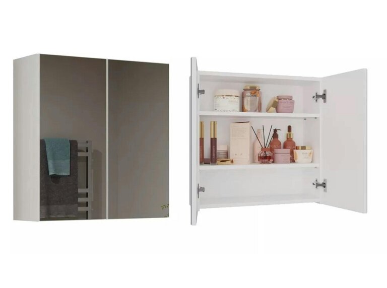 PHD Furniture Wall-Mounted Bathroom Mirror Cabinet 60×60×22cm – White