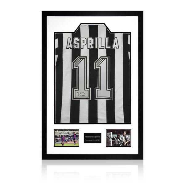 Faustino Asprilla Signed Newcastle United Shirt Premium Frame