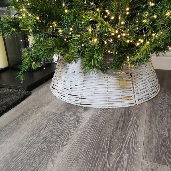 Samuel Alexander 48/70cm Samuel Alexander KD Willow Christmas Tree Skirt Wicker Rattan- Large Light Grey