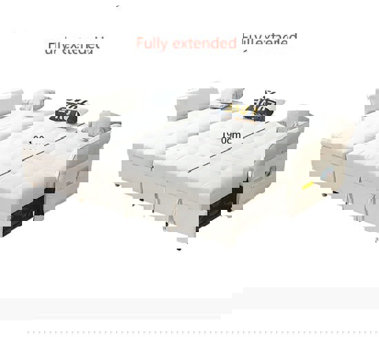 SB162 Three Seater Corner Sofa Bed, White-Weilai Concept-Weilai Concept