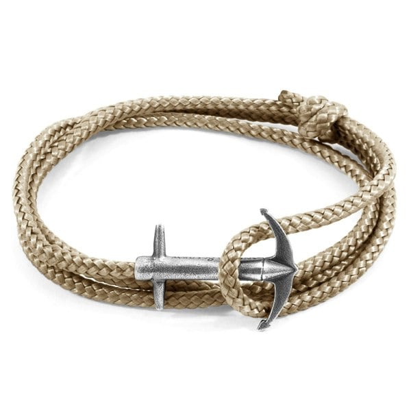 Anchor & Crew Sand Brown Admiral Anchor Silver and Rope Bracelet