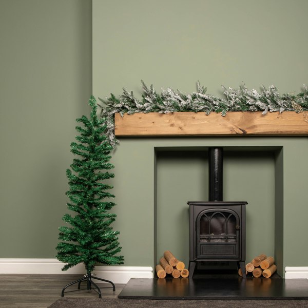 Samuel Alexander 4ft (1.2m) Green Artificial Pencil Christmas Tree With Green Metal Stand and 168 Tips