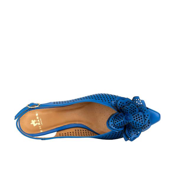 Embassy London Florence - Vibrant Blue - Women's Leather Slingback Heel with Flower Detail