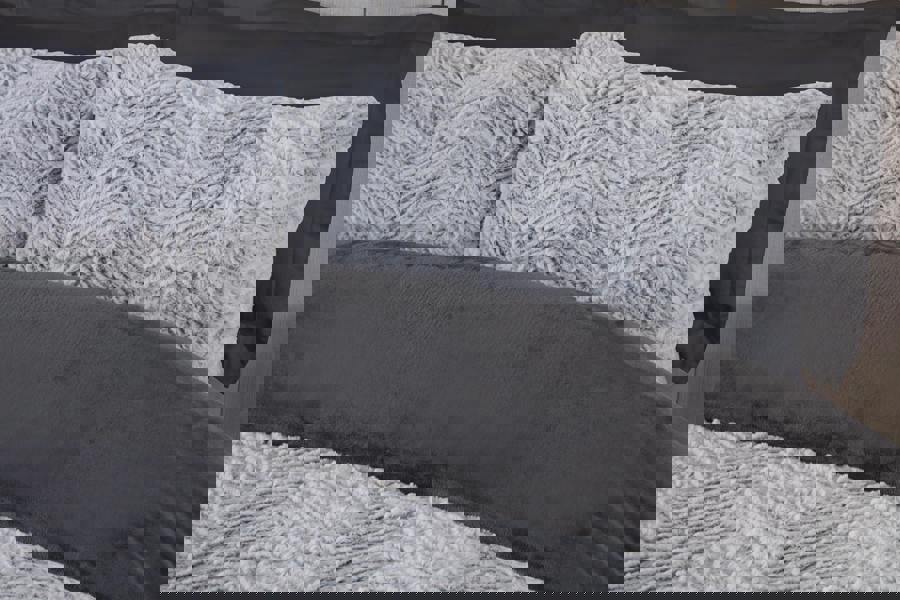 Smart Living Textured Two Tone Faux Fur Duvet Cover With Pillowcases - Grey