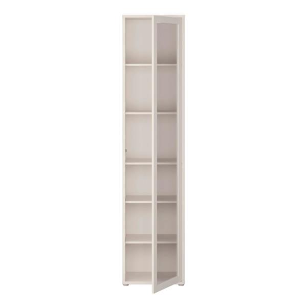 Furniture To Go Alice Springs Slim Tall Display Cabinet with 1 Glass Door Push-to-Open & 5 Shelves in Sand