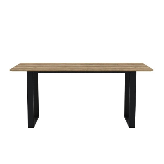 Wyld Haus Sazzuma Rectangular Wooden Dining Table Industrial Black Metal Legs