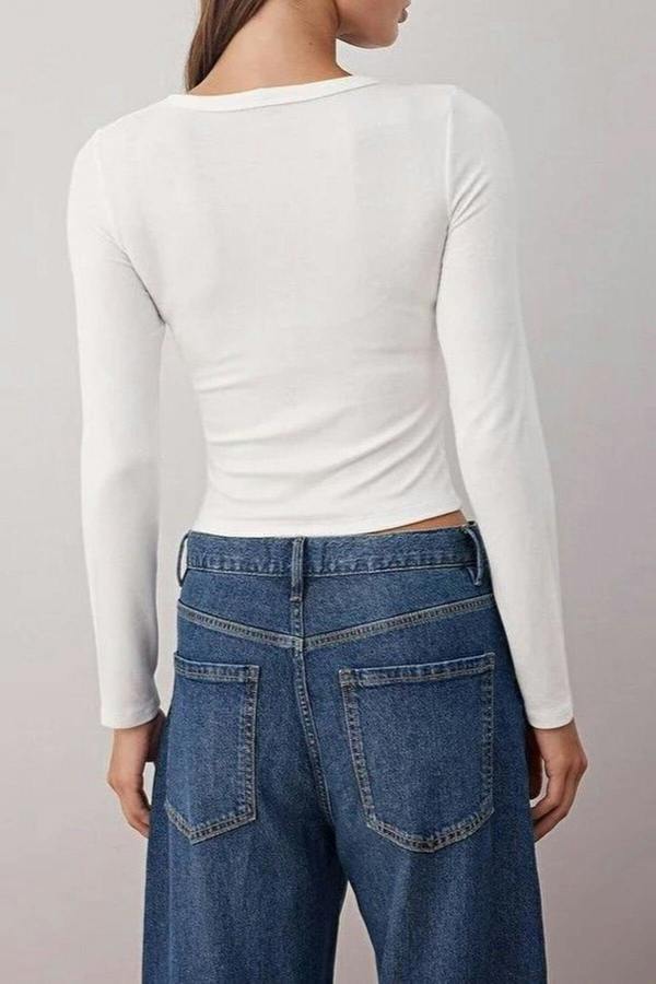 WOVCOR Full Front Snap Fitted Knit Blouse