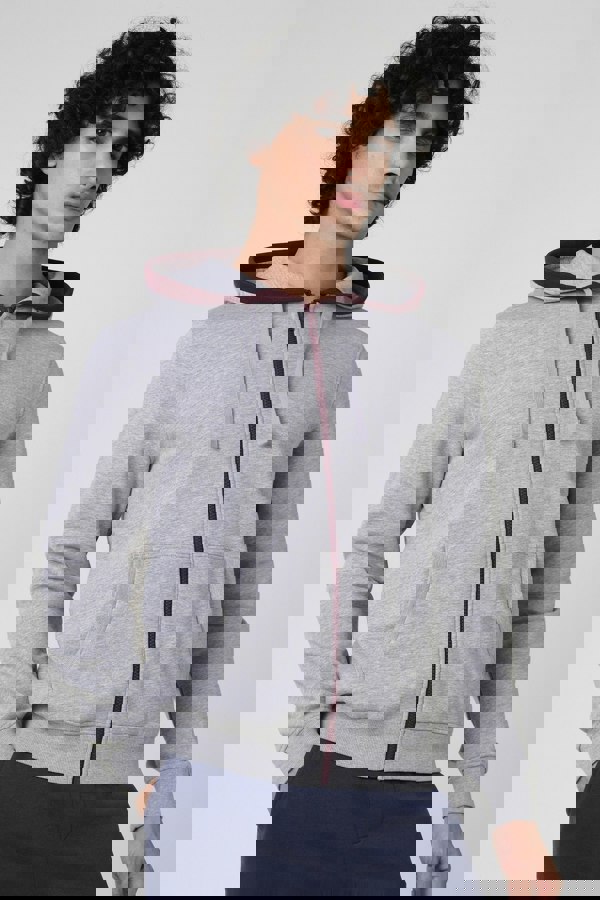 ENORSIA Men's Contrast Piping Detail Zip Front Hoodie