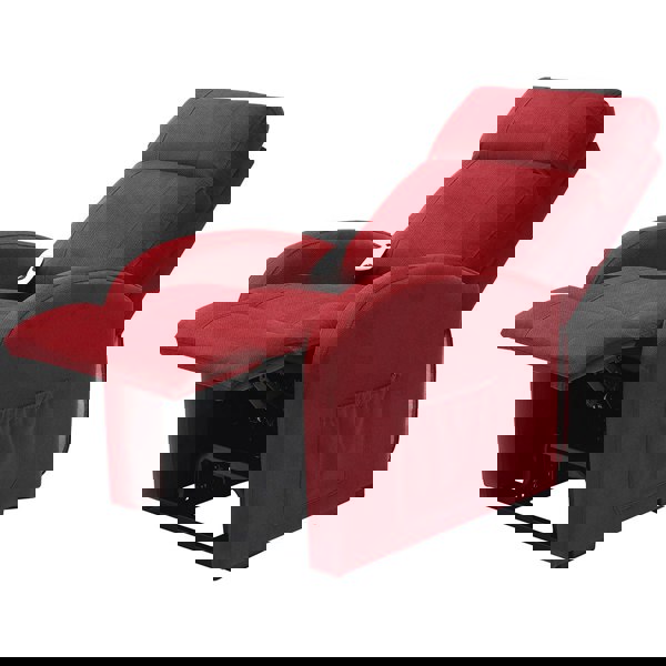 Single Motor Rise and Recline Lounge Chair - Red Coloured Micro Fibre Material Loops