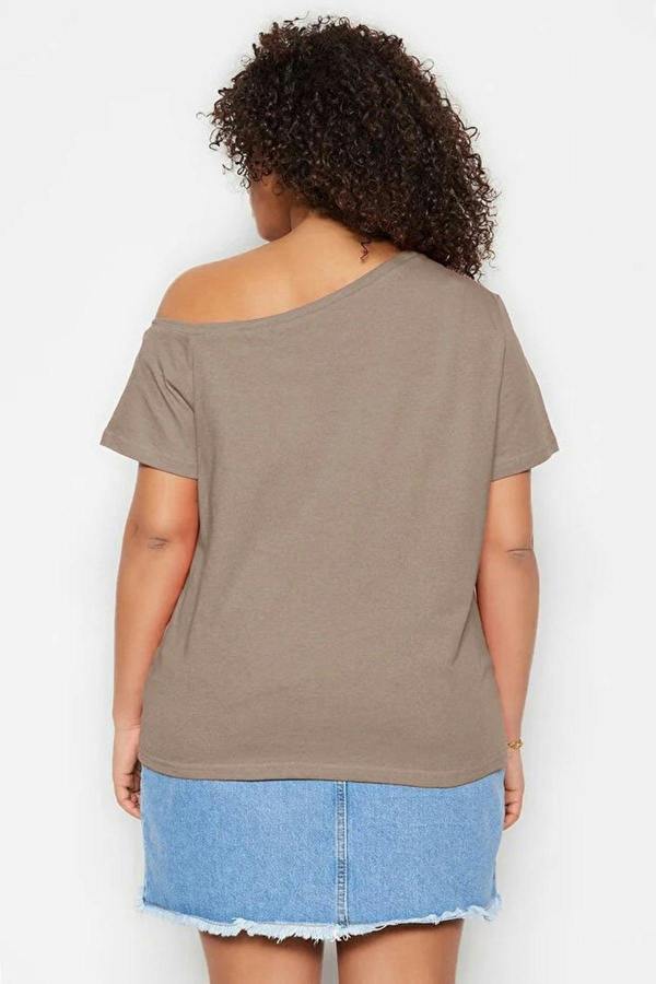 WOVCOR Off-Shoulder Detail 100% Cotton Knitted Blouse