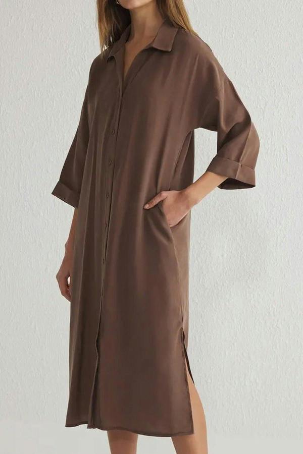 More Sustainable Modal Relaxed Fit Midi Shirt Dress