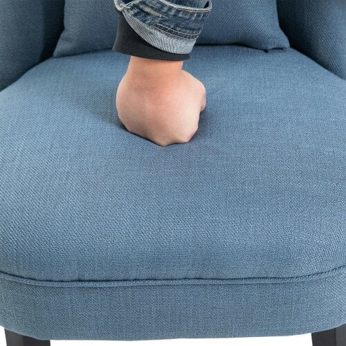 Wyld Haus Zilono Set Of 2 Blue Armless Button Tufted Tub Chairs With Linen Upholstery