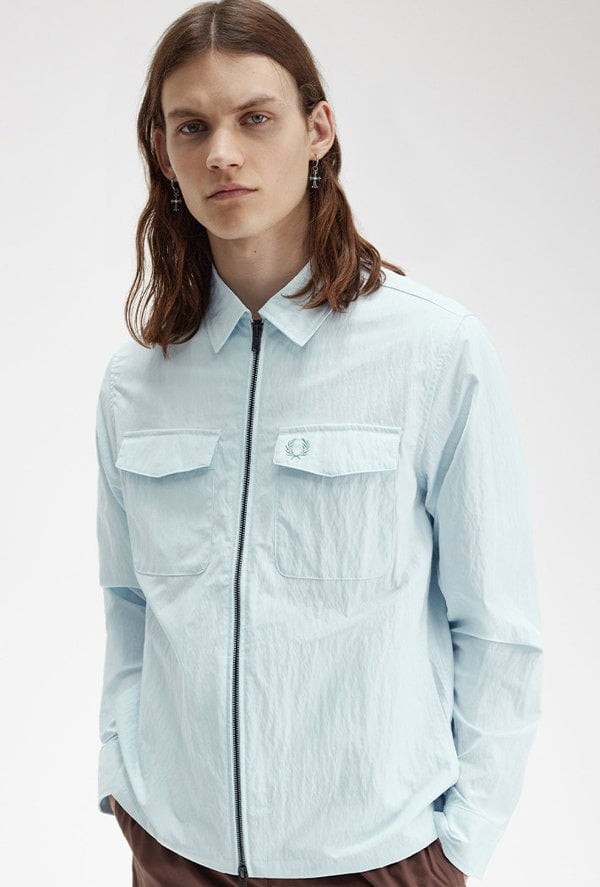 Fred Perry Men's Zip-Through Overshirt - Blue