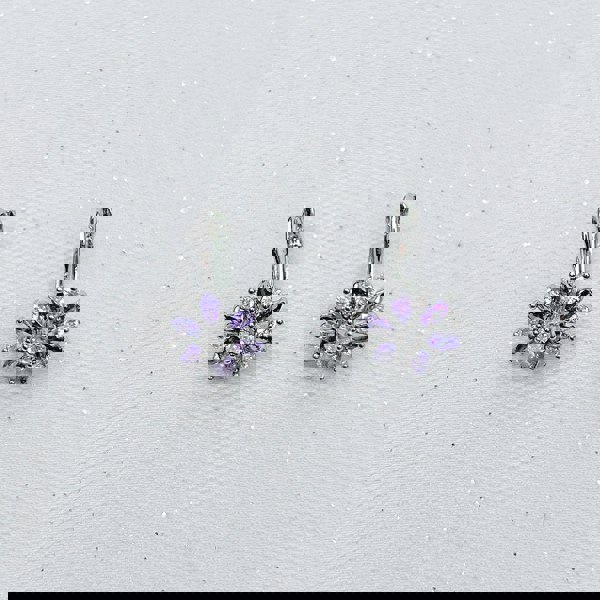 Diamante earrings floral earrings purple wedding