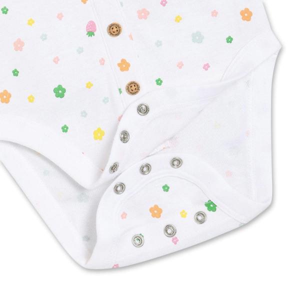 Mini Cuddles Baby Girls Floral Printed Bodysuit, White