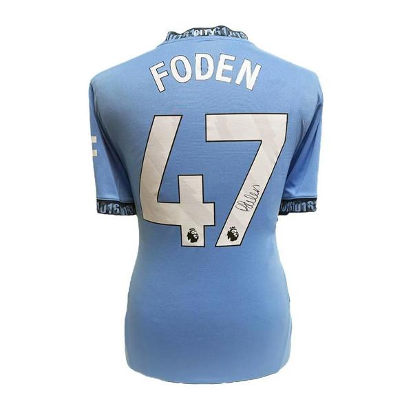 Unbranded Phil Foden signed Manchester City 2024/25 home shirt — Framed