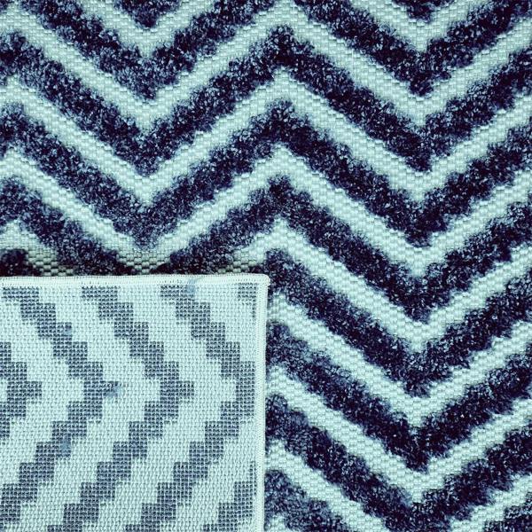 Outdoor Rug Navy Blue with Light Blue Chevron Zig Zag Decking Garden Patio Gazebo Large Small Soft Geometric Mat