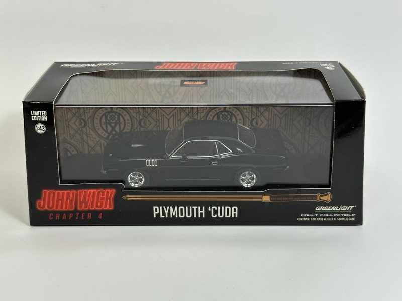 Greenlight John Wick Chapter 4 2023 Plymouth Cuda 1971 1:43 Scale 86641