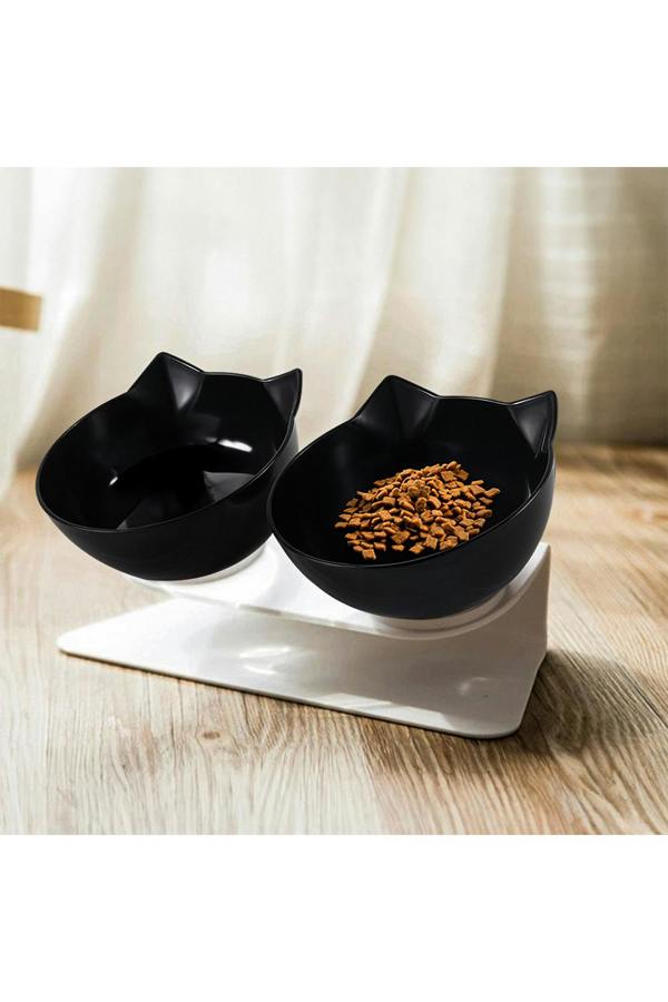 Living and Home 15° Tilted Elevated Feeder with Double Cat Bowls