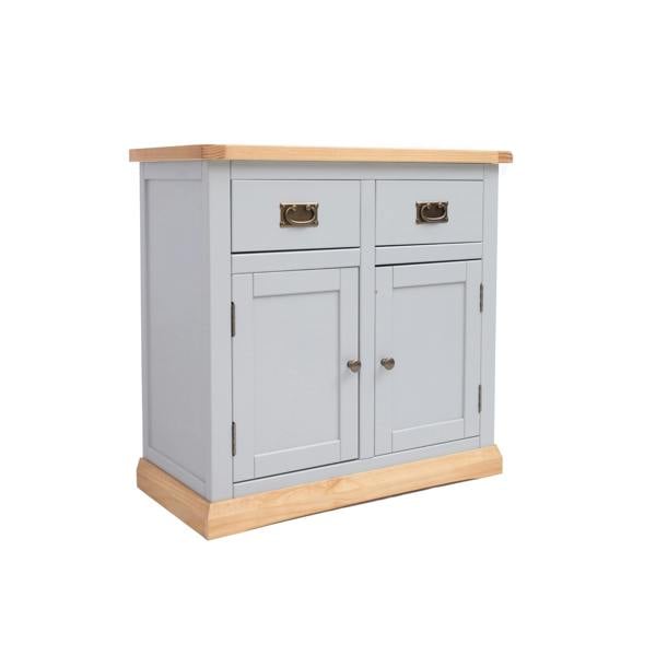 Cabinet Bits Bomporto Light Grey 2 Drawer 2 Door Sideboard Brass Drop Handle